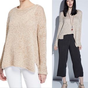 Neiman Marcus Oversized Crewneck Cotton Sweater